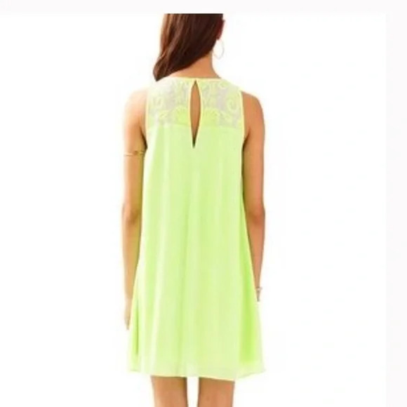 Lilly Pulitzer Cammie Dress XXS Lemon Drop Neon Yellow Green Embroidered Swing - Picture 5 of 14